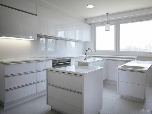 White Mirage – High Gloss U-Shape with LED Base Lights
