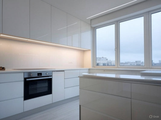 Ivory Stream – Parallel Kitchen with Quartz Backsplash